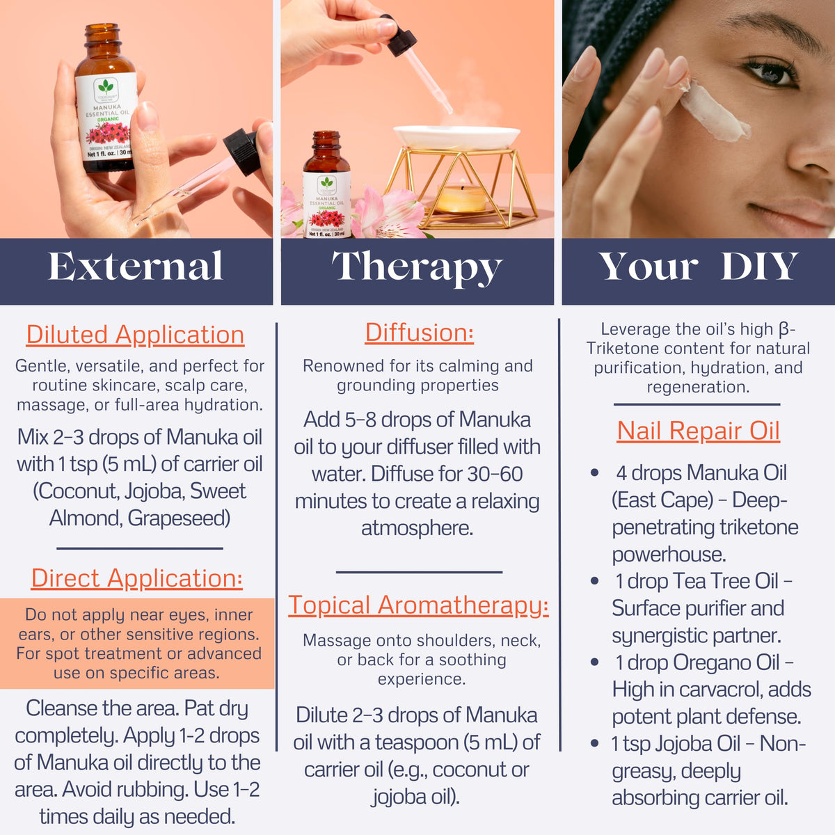 TODICAMP manuka oil drops near nails and toenails, targeted nail and foot care