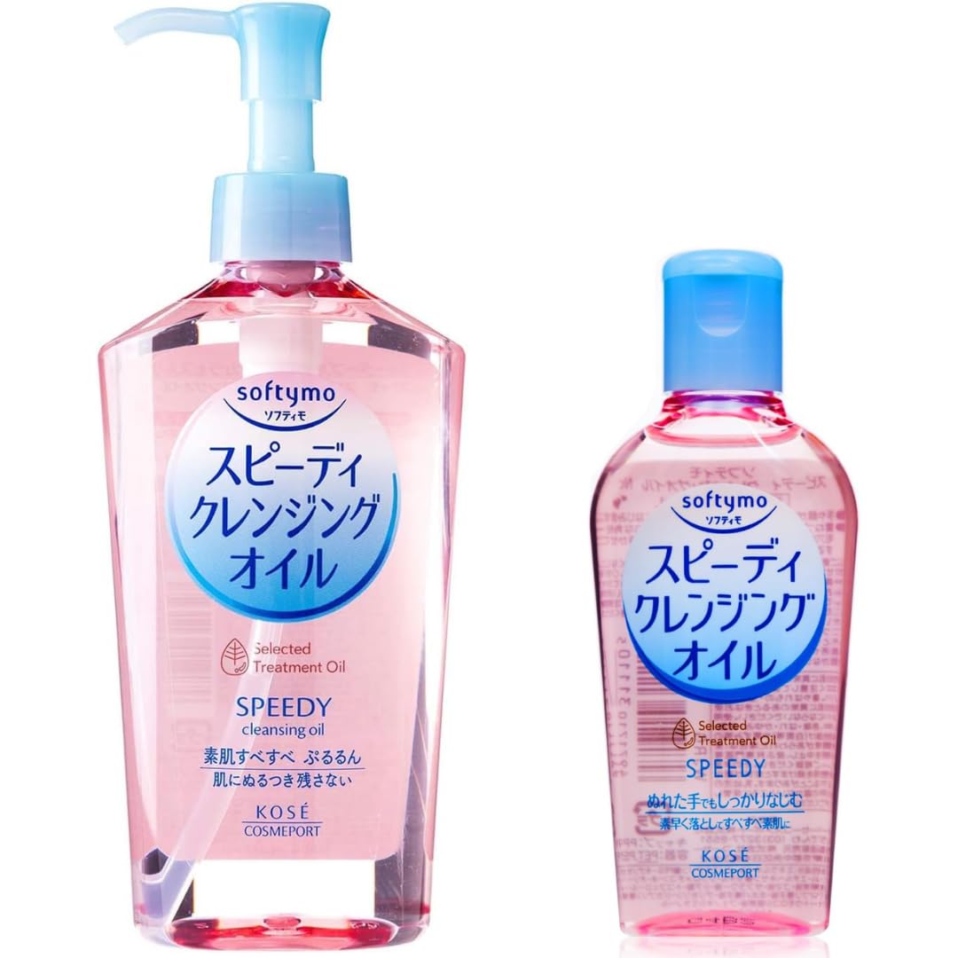 Toeah Kose Softymo front packaging showing bottle and travel set for fast makeup removal