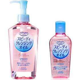 Toeah Kose Softymo front packaging showing bottle and travel set for fast makeup removal
