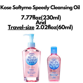 Toeah Kose Softymo travel bottle pictured next to toiletries for convenient portability