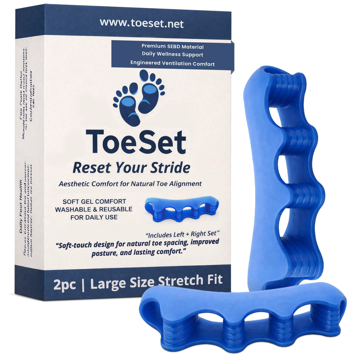 ToeSet close-up gel texture highlighting softness and flexible support