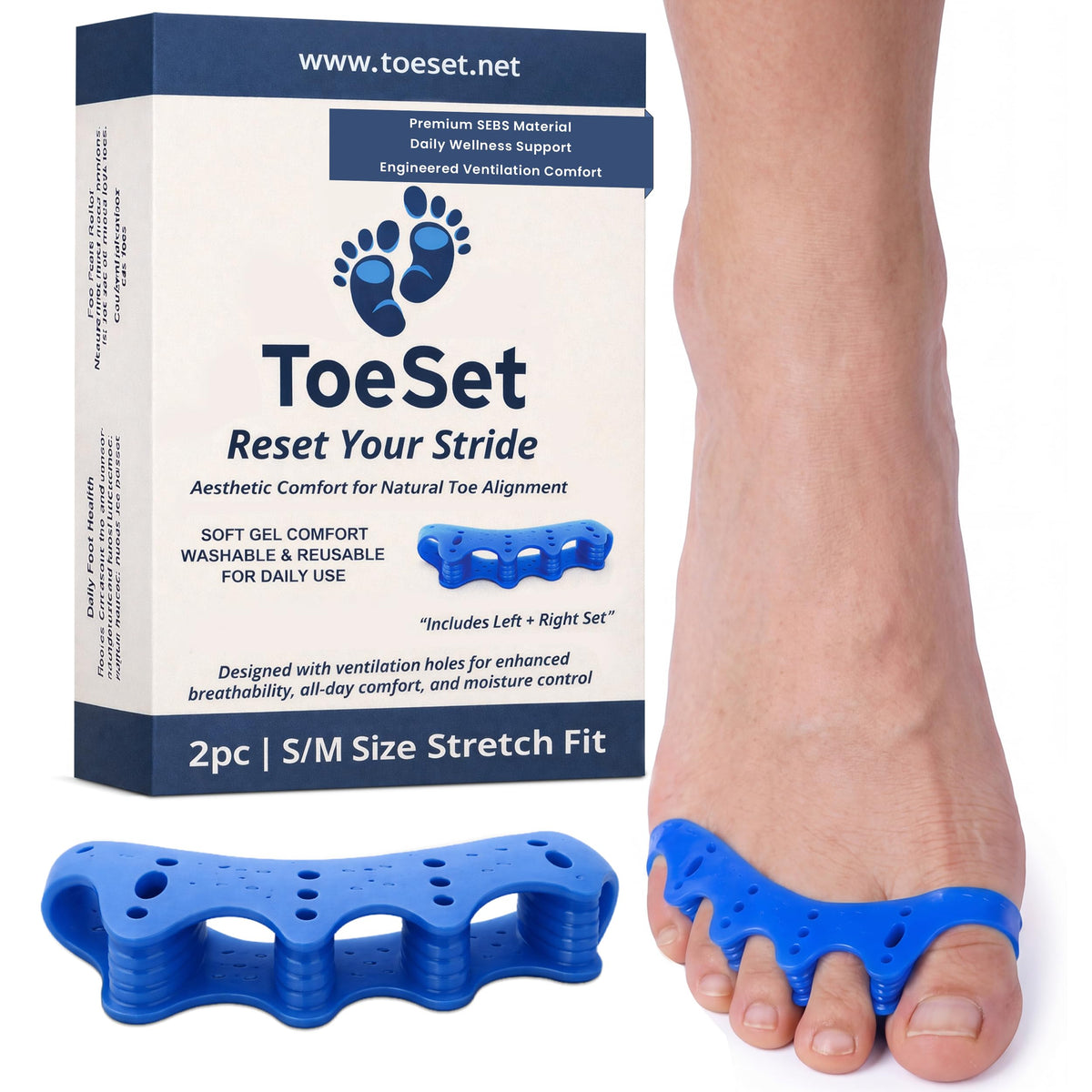 ToeSet side profile of a toe separator showing shape