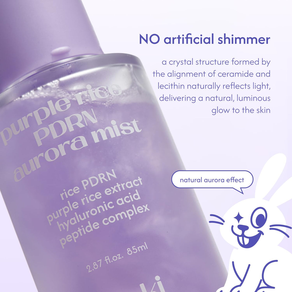 tokki on the moon label close-up highlighting purple rice PDRN and peptide benefits
