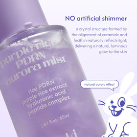 tokki on the moon label close-up highlighting purple rice PDRN and peptide benefits