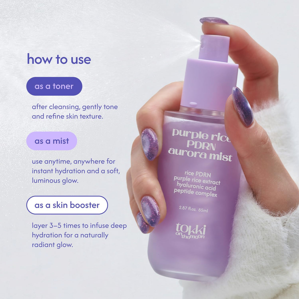 tokki on the moon peptide complex graphic emphasizing texture improvement benefit