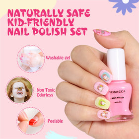 TOMICCA brush applying polish on a child nail for quick drying