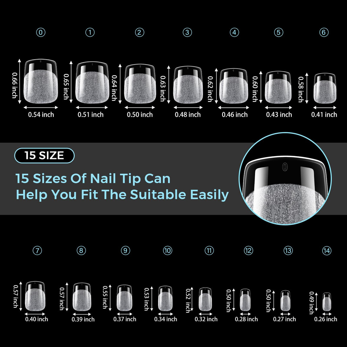 TOMICCA size chart displaying 15 sizes to ensure accurate fit and variety