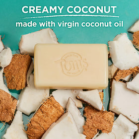 Tom's of Maine soap on bathroom shelf in lifestyle scene promoting daily use