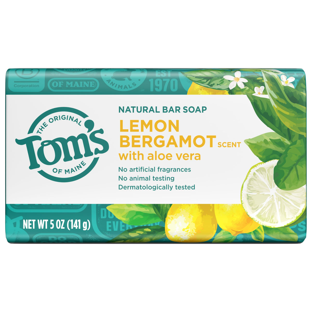 Tom's of Maine bar in travel pouch showing easy packing and TSA‑friendly solid format benefit