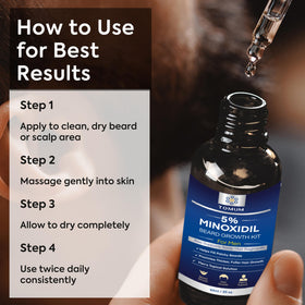 TOMUM label and ingredient panel highlighting minoxidil 5% and usage details
