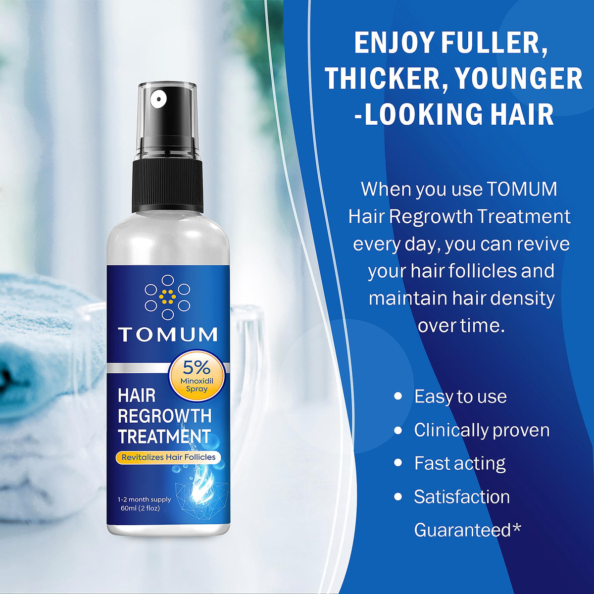 TOMUM bottle held in hand to show size and travel-friendly benefit