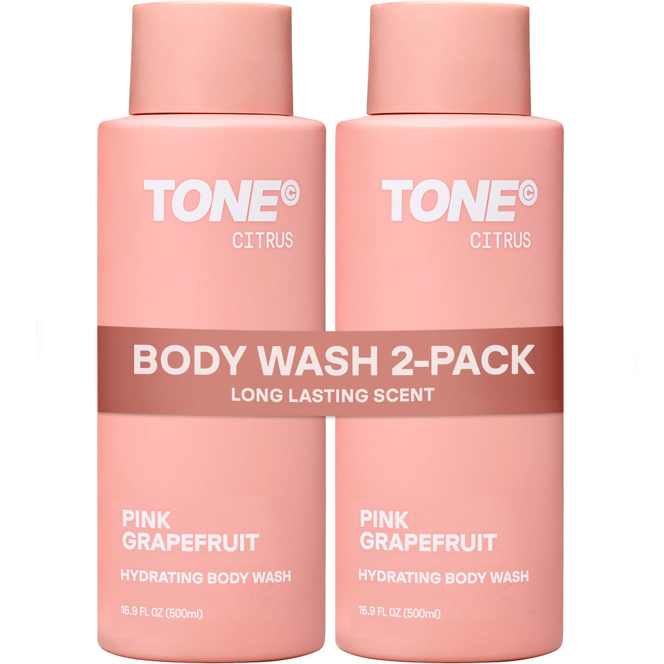 TONE Exclusive front packaging showing citrus body wash and clear label for easy selection