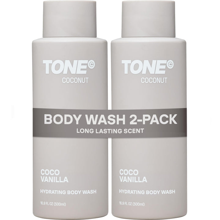 TONE Exclusive front packaging showing two 16.9 fl oz bottles and long-lasting scent