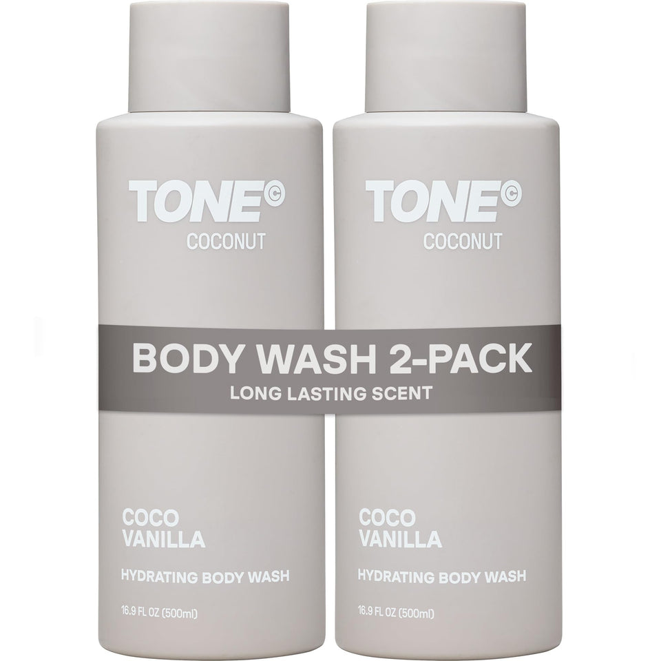 TONE Exclusive front packaging showing two 16.9 fl oz bottles and long-lasting scent