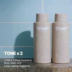 TONE Exclusive pump and label close-up highlighting ingredient clarity and ease of use