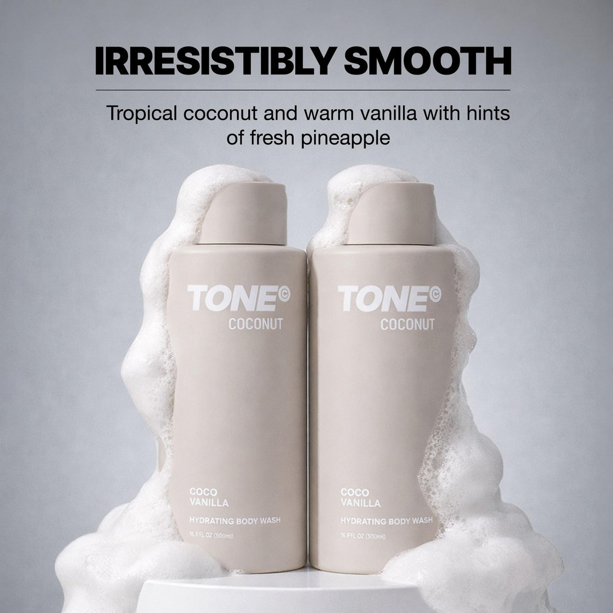 TONE Exclusive creamy foam texture close-up demonstrating gentle hydration
