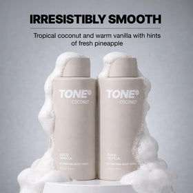 TONE Exclusive creamy foam texture close-up demonstrating gentle hydration