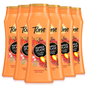 Tone front packaging showing mango splash and 16 oz size for bright mornings