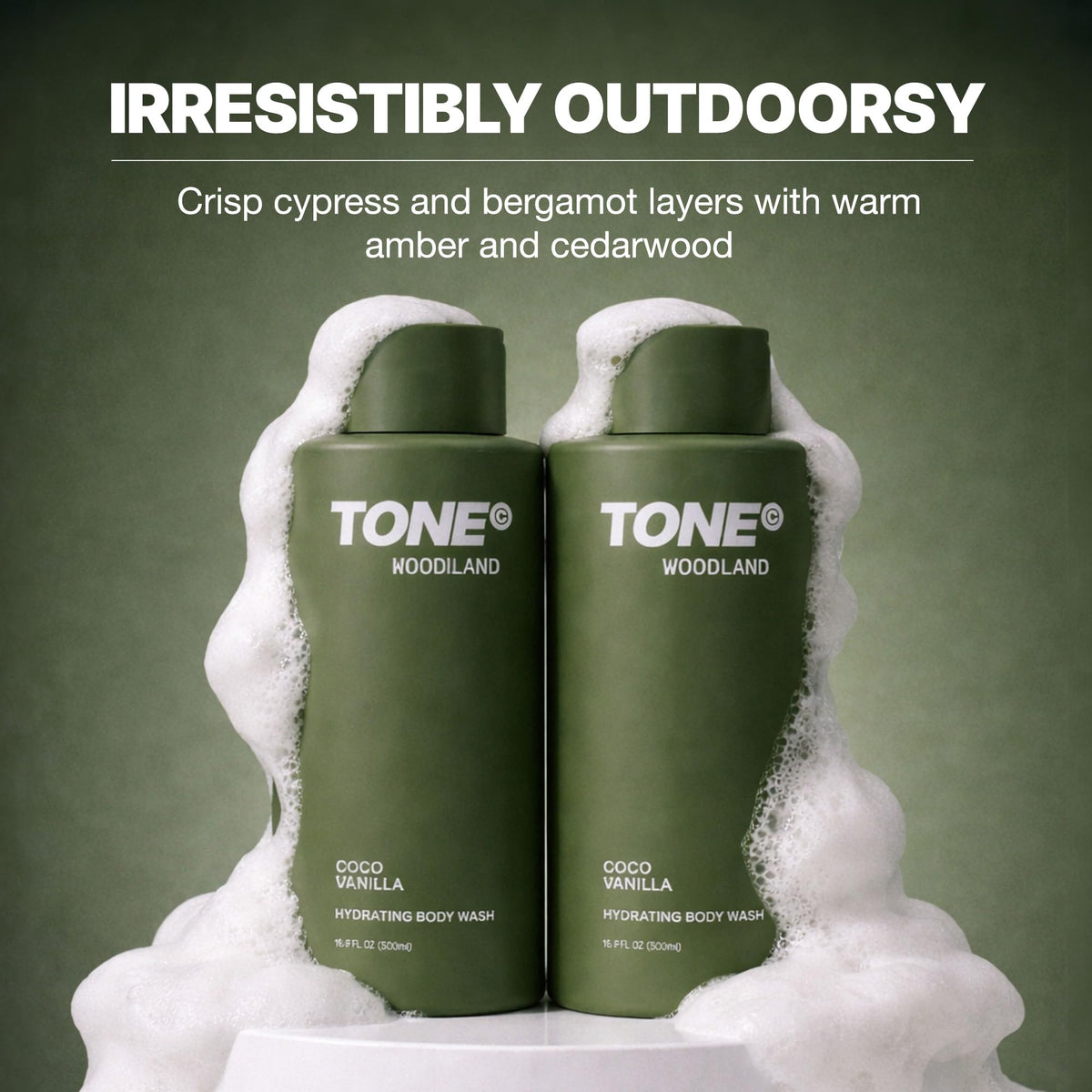 TONE Exclusive bottle in shower context demonstrating easy, effective use