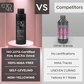 TONES monomer pouring to show texture and smooth pour benefit