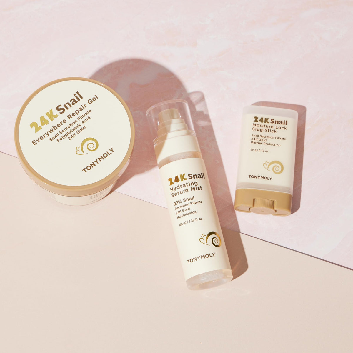 TONYMOLY bottle next to common items for size comparison and portability
