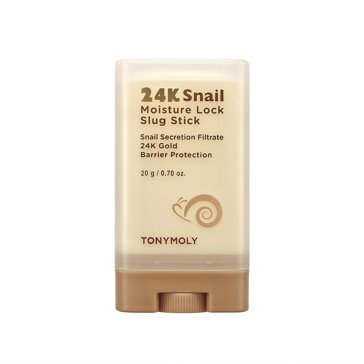 TONYMOLY 24K Snail stick front packaging showing product name and compact benefit
