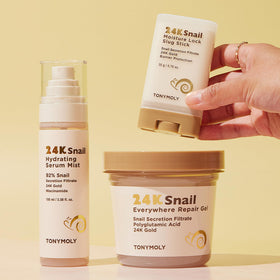 TONYMOLY 24K Snail stick in a purse lifestyle shot illustrating on-the-go moisture benefit