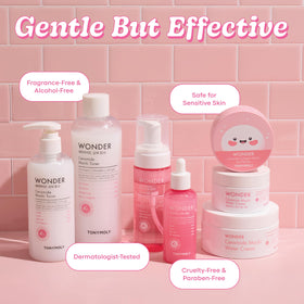 TONYMOLY bottle next to a hand to show large 500ml value-size