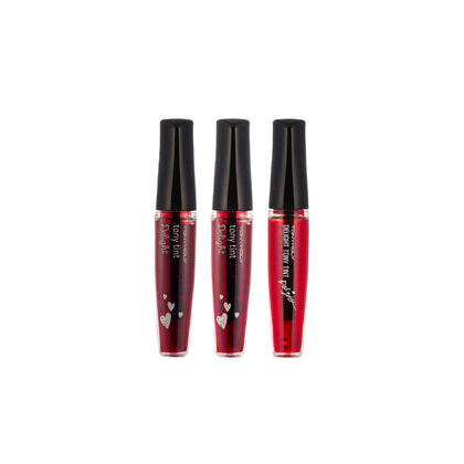 TONYMOLY front packaging showing three lip tint tubes and color variety benefit