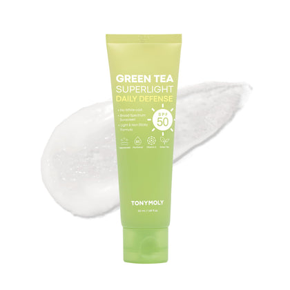TONYMOLY front packaging showing SPF 50 bottle and benefits