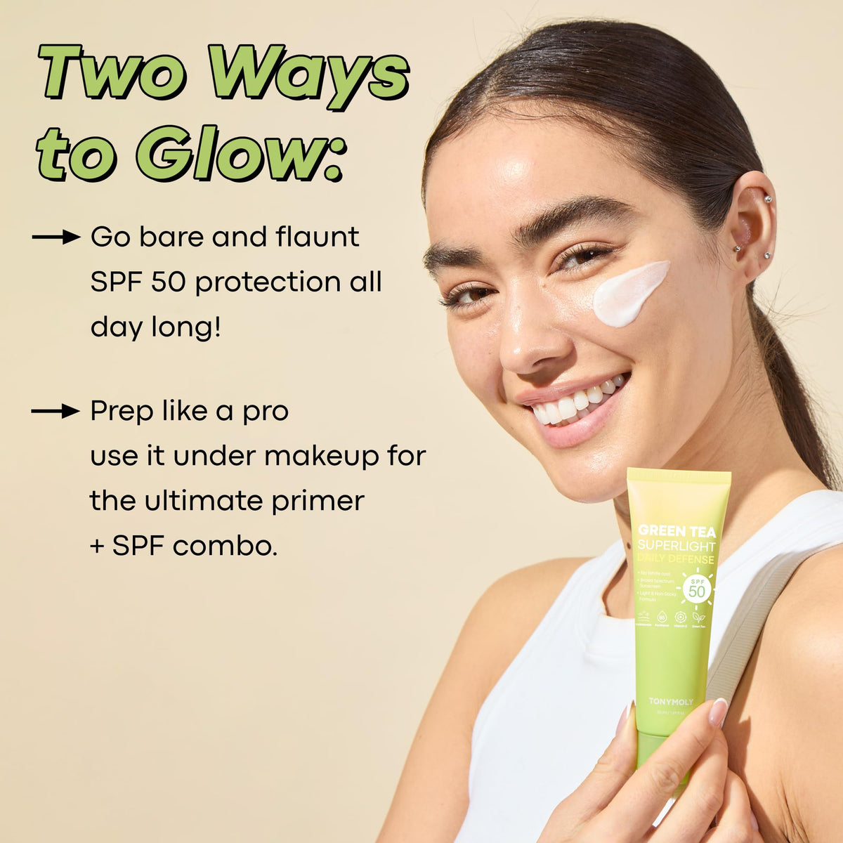 TONYMOLY applied on face outdoors illustrating makeup primer benefit
