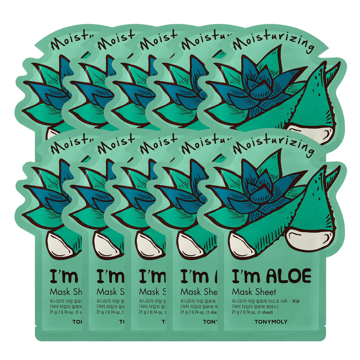TONYMOLY front packaging of 10-pack showing product convenience and hydration