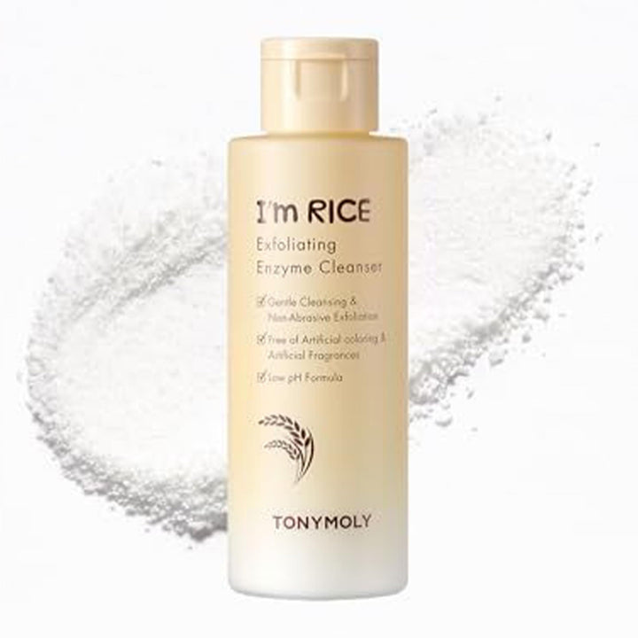 TONYMOLY front packaging showing clean rice powder cleanser benefits