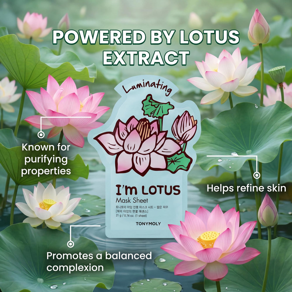 TONYMOLY ingredient label close-up highlighting gentle formula benefits