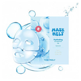 TONYMOLY model wearing a hydrogel mask overnight demonstrating comfortable, stay-put wear