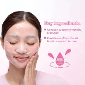 TONYMOLY mask on model in bed demonstrating comfortable overnight wear and no-slip benefit