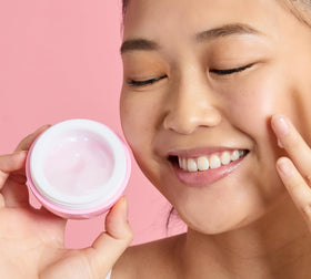 TONYMOLY open jar with fluffy gel-cream texture highlighting smooth, fast-absorbing hydration