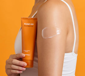 TONYMOLY serum being applied to arm demonstrating smoothing effect