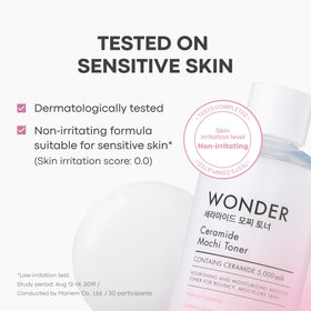 TONYMOLY pouring toner into palm demonstrating easy absorption and immediate skin hydration