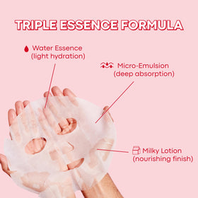 TONYMOLY essence texture on hand illustrating hydrating, vitamin-rich formula