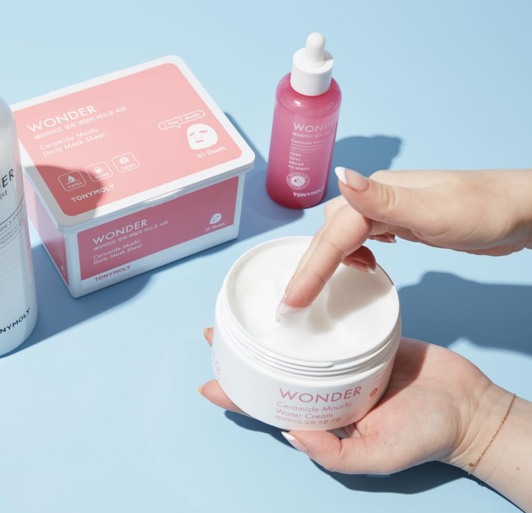 TONYMOLY product next to travel items showing portable size and on-the-go convenience