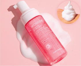 TONYMOLY foam texture close-up demonstrating gentle creamy lather
