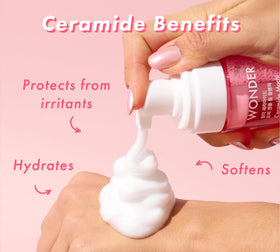 TONYMOLY cleanser in hand showing size and easy dispensing benefit