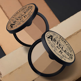 Too Cool For School shade label close-up showing pale beige and cool brown identifiers