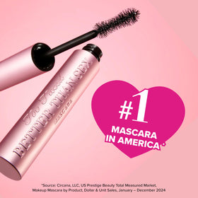 Too Faced before and after lash comparison showing visible volume and length