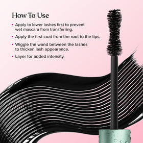 Too Faced before and after lashes showing dramatic volume and length