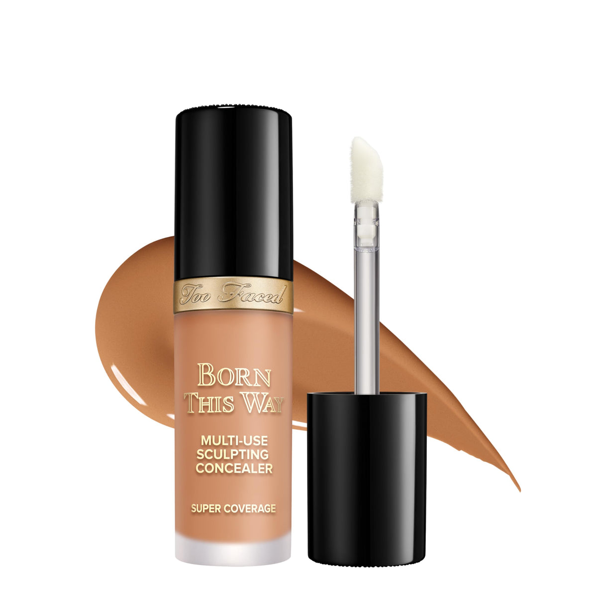Too Faced concealer front packaging showing product and shade cookie benefit full-coverage