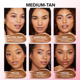 Too Faced before and after showing improved tone and natural coverage