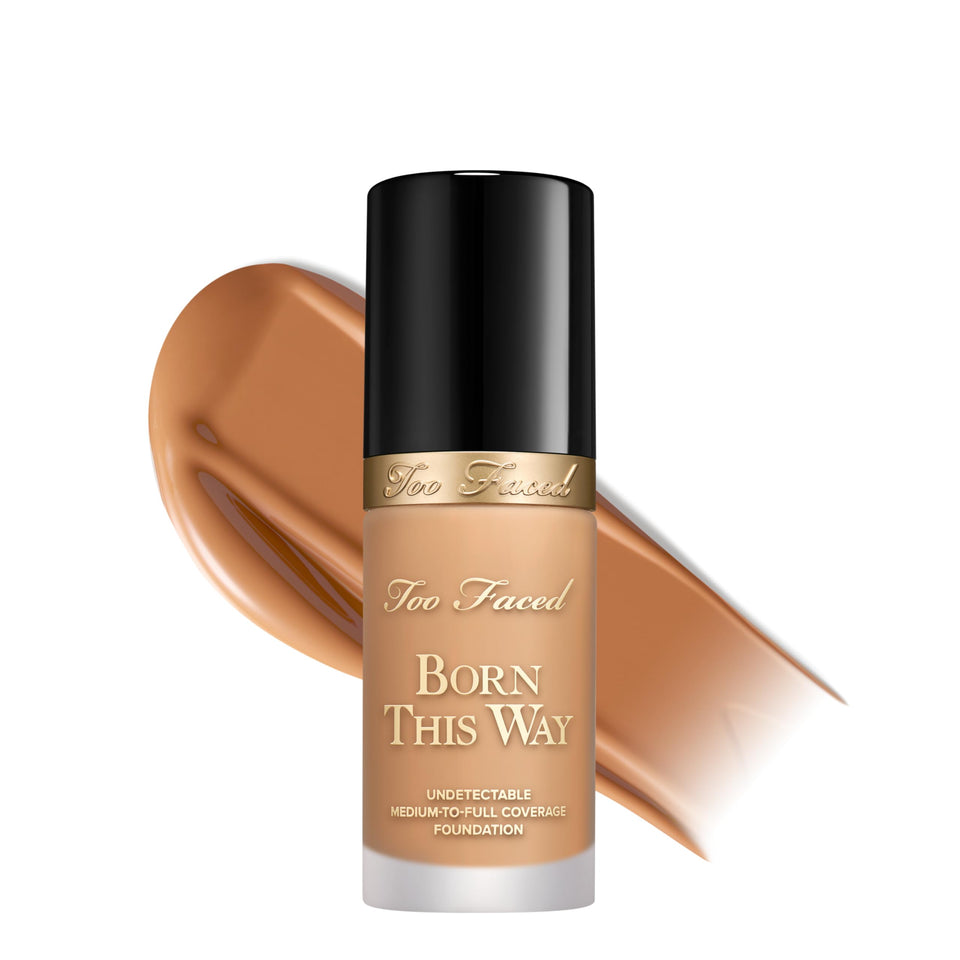Too Faced bottle front view showing packaging and shade selection benefit