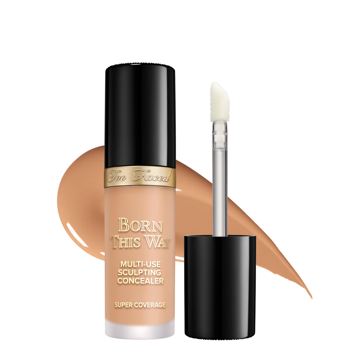 Too Faced front packaging showing tube and shade, clear full-coverage benefit